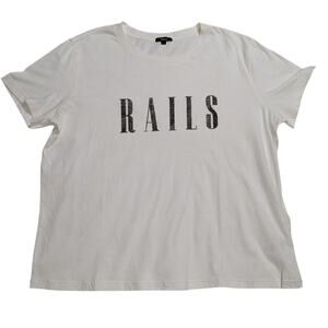 Rails Crew Neck Short Sleeve Cotton T-Shirt White Size Large